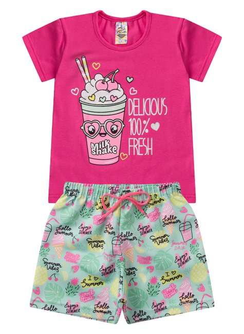 conjunto infantil feminino verao milshake tactel hey kids rosa 6
